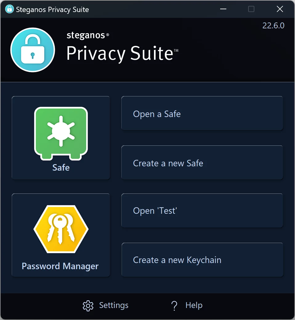 Steganos Privacy Suite in dark mode