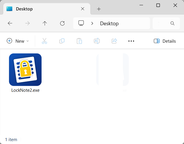 La LockNote come singolo file di programma sul desktop
